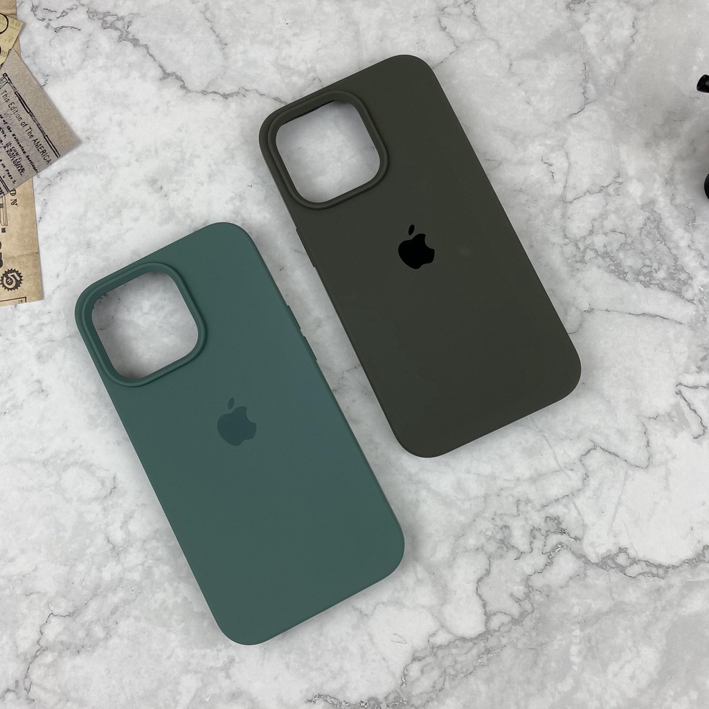 Soft Case Silikon Warna Hitam Olive Untuk iPhone 11 12 13 Pro X XS Max XR 7 8 Plus