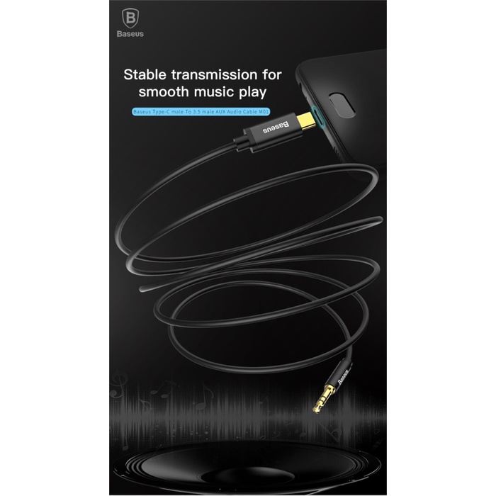BASEUS YIVEN M01 KABEL AUDIO CABLE TYPE C MALE TO JACK AUX 3.5MM MALE