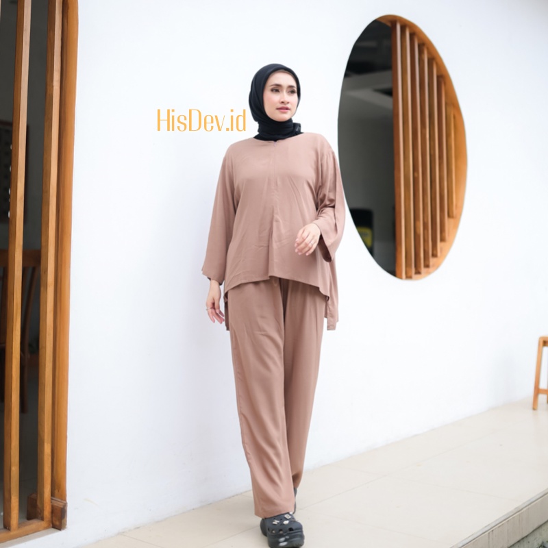 Kulot One Set Setelan Wanita Polos Bahan Rayon Premium