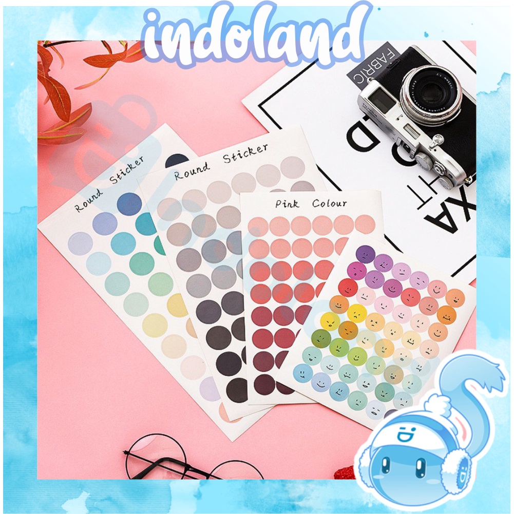 

☀INDOLAND☀ [ 48 pcs ] Sticker Bulat Morandi Smile Warna Pastel R438