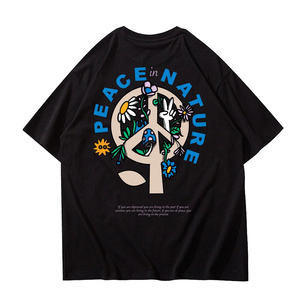 Fairgoods Kaos - Oversize - Peace Nature - Hitam