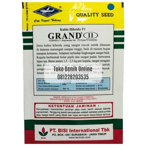 {MNS.18Oc22ᵛ} BENIH KUBIS - GRAND 11 - 15 Gram - Cap kapal terbang - green nova polaris summer autum
