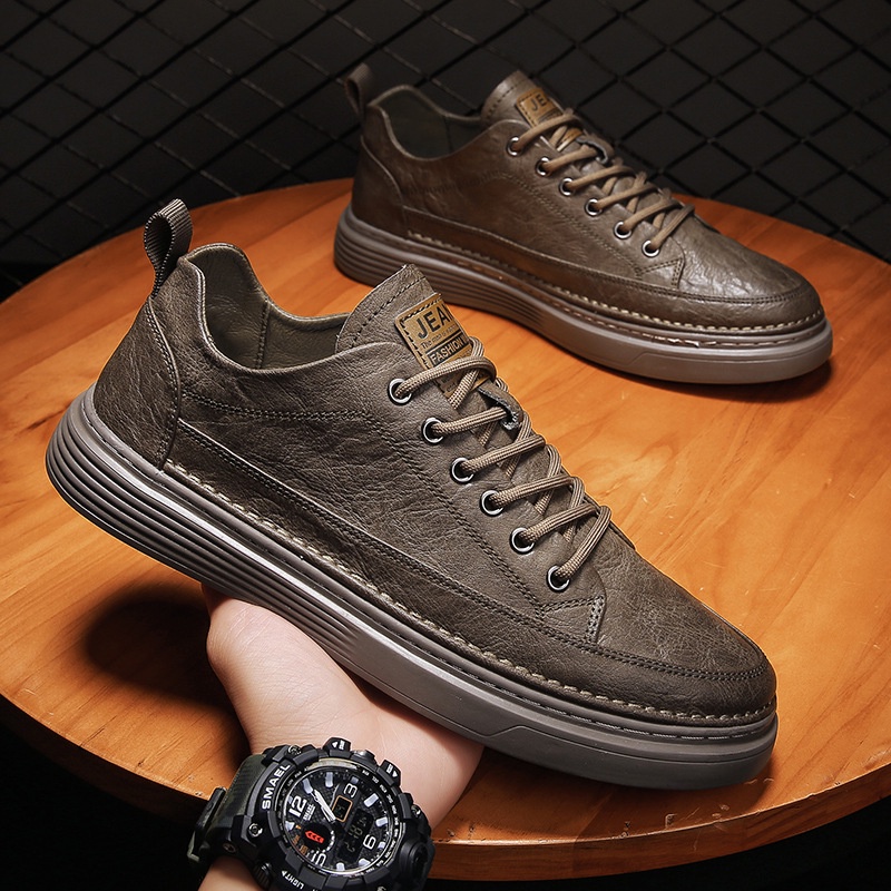 RYX - Leather Brown Sepatu Sneakers Pria Fashion Casual / Jalan (NO BOX) - Ori Import