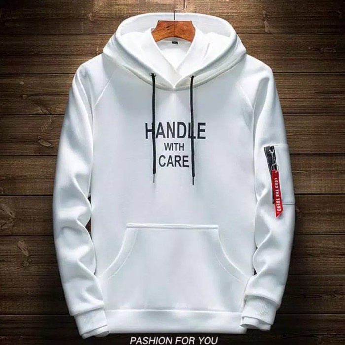 Cod Jaket Sweater Hoodie Distro Pria Sweeter Hudy NY Laki Laki Sweter Hudie Putih Cowok Suiter Hody Cowo Sewiter Hudie Keren Suwiter Switer Hody Keren Terbaru Remaja Dewasa Kekinian-HANDLE CARE PUTIH