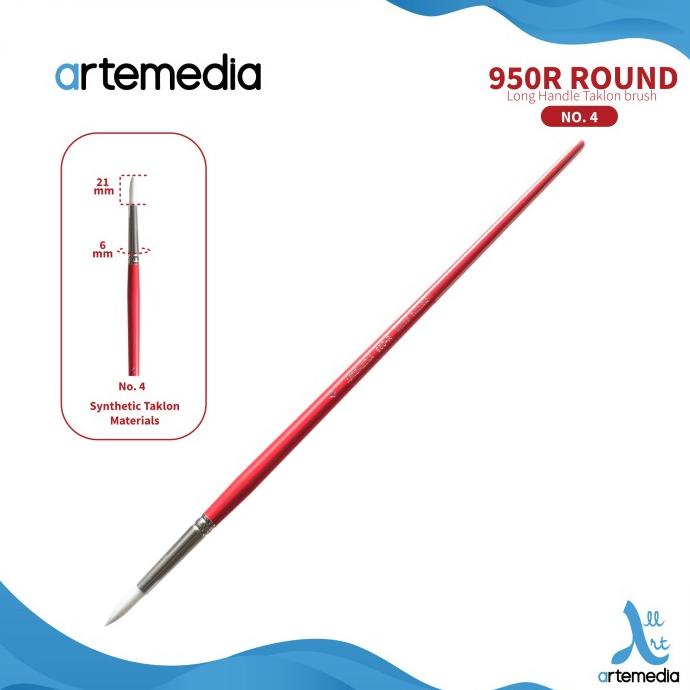 

[COD] Arte Red 950R Round White Taklon Brush NEW Kode 1160