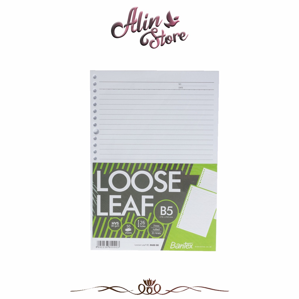 

Bantex - Loose Leaf Paper B5 80 gsm 50 Sheets 26 Holes 8600 00