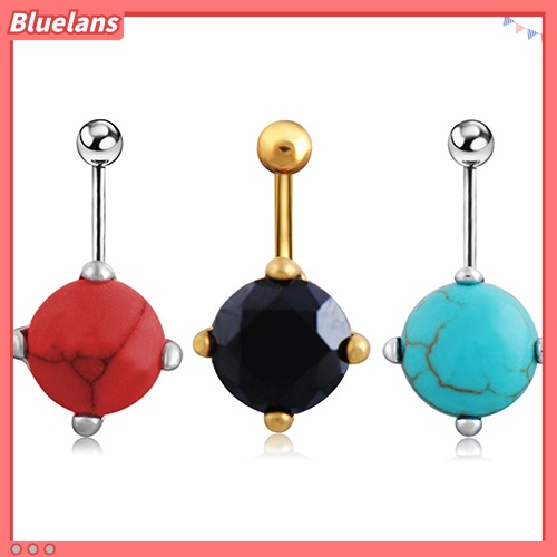 Bluelans Round Turquoise Silver Plated Belly Ring Barbell Navel Body Piercing Jewelry