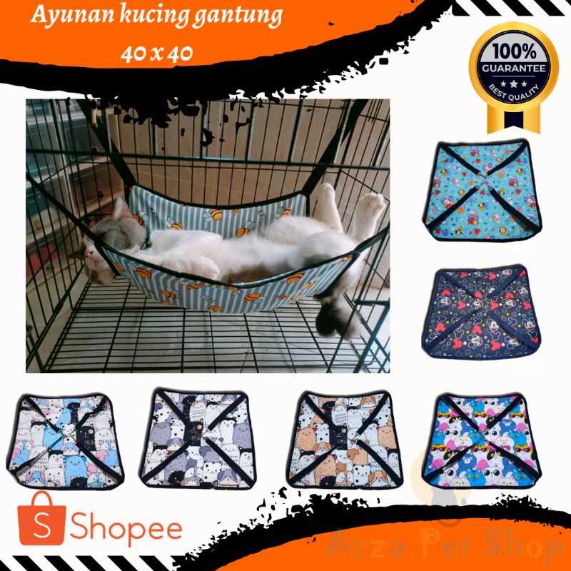 ayunan kandang kucing hammock kucing anjing motif ukuran 40x40cm bahan tebal dan empuk