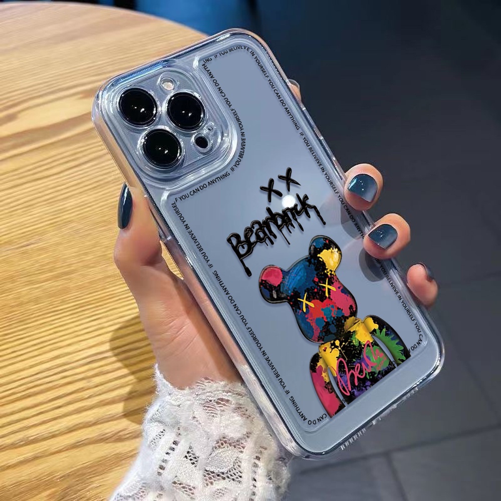 Soft Case TPU Transparan Motif Beruang Untuk iPhone 14 13 12 11 Pro Max XS Max XR X 14 8 7 Plus SE 2020 2022