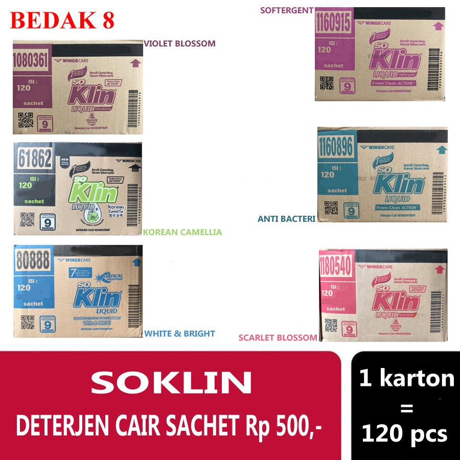 Soklin Deterjen Cair Sachet/ So Klin Liquid Detergent  Sachet Rp 500,-