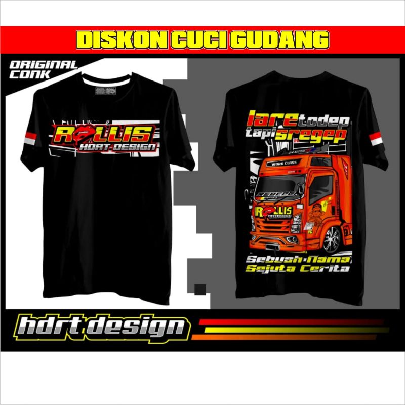 CUCI GUDANG kaos ROLLIS original - kaos truck rollis rebecca concept pbtc margojoyo jovanca black te