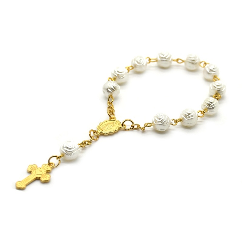 Zzz Gelang Tangan Rosario / Baptisan / Rosario / Katolik Aksen Mutiara Imitasi Untuk Wanita