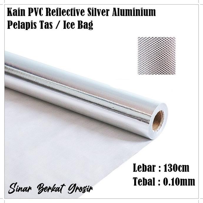 Kain PVC Reflective Silver Aluminium / Plastik Bintik Silver Lapis Tas
