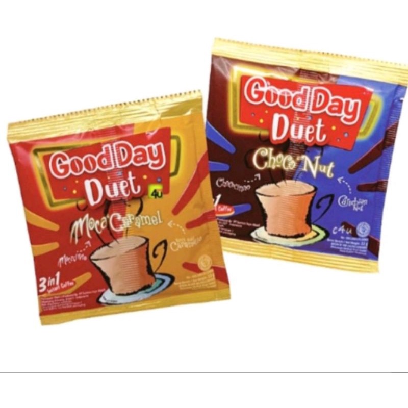 

KOPI GOOD DAY DUET CHOCO NUT MOCCARAMEL 1 SACHET ECER