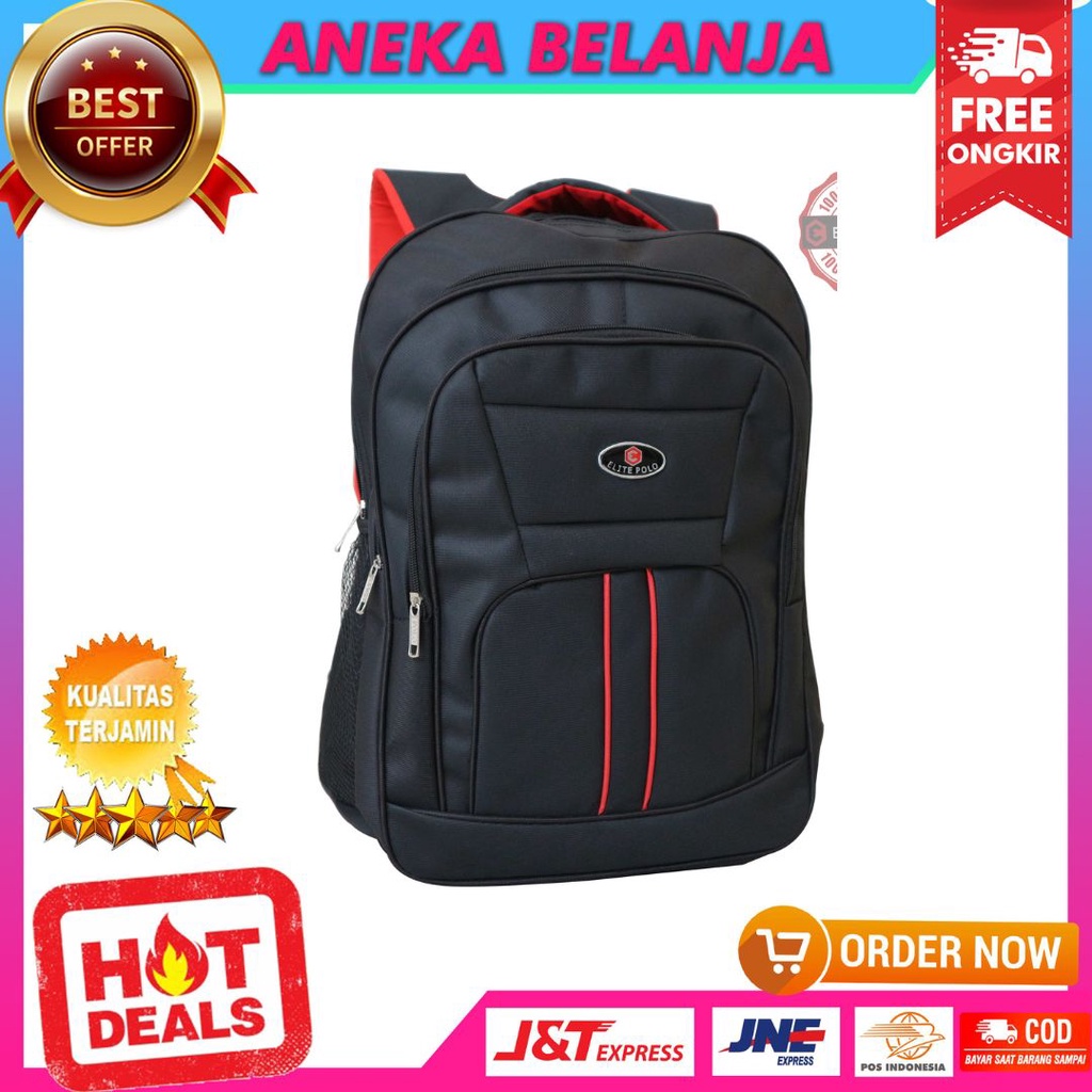 Ransel Pria Elite Polo Original Hitam Backpack Dinas Pemerintah Diklat Kantor Ecer Grosir Kuat Awet