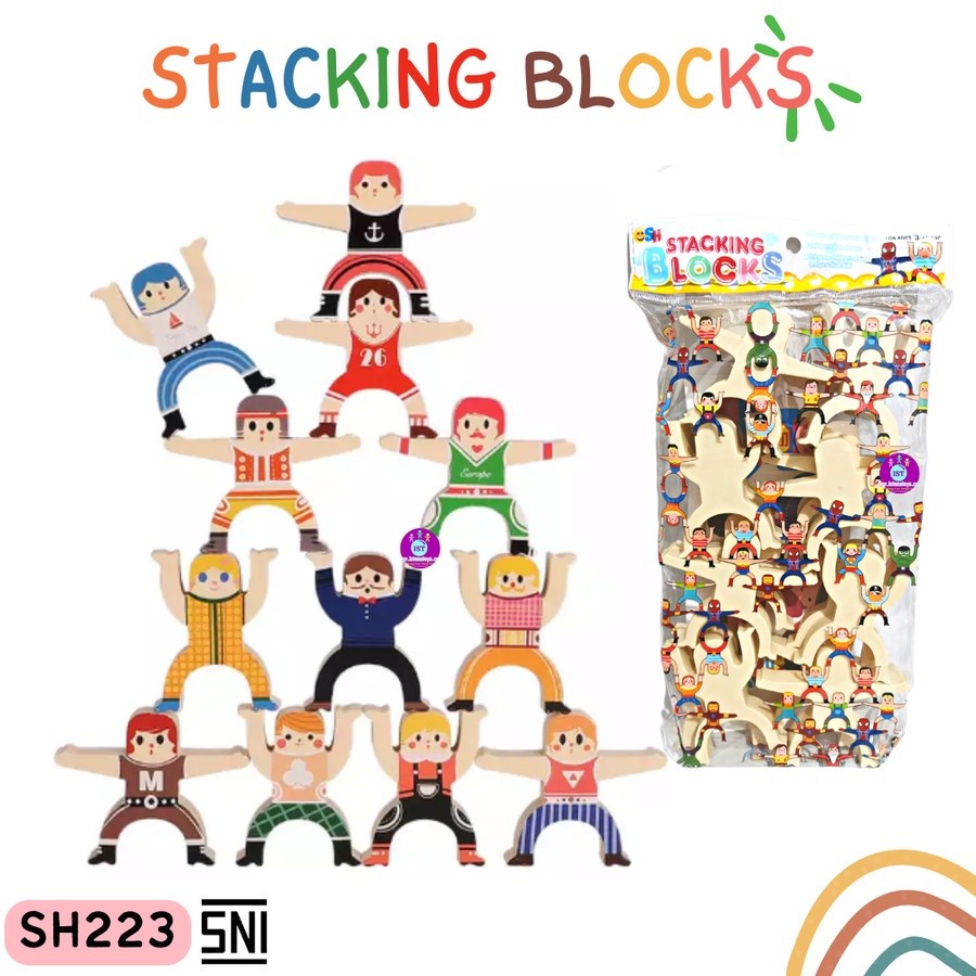 Susun Balok Keseimbangan Mainan Kreatifitas Edukasi Anak Stacking Blocks Balancing Toys SH 223 //MAINAN MONOTORING ANAK //MAINAN KREATIF ANAK//MAINAN MURAH// MAINAN ANAK 2 3 4 5 6 7 THN