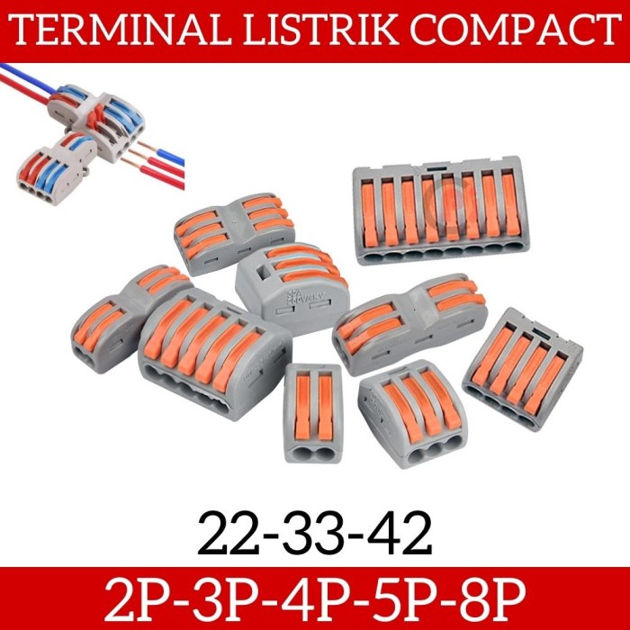 Quick Konektor Terminal Block Compact Penghubung Kabel 2 3 4 5 8 Kabel