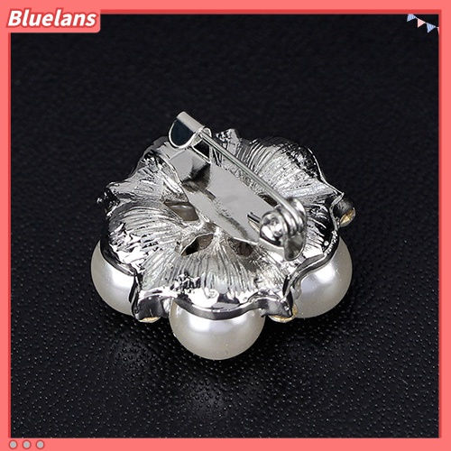 Bluelans Fashion Rhinestone Flower Brooch Pin Imitation Pearl Wedding Jewelry Accessory