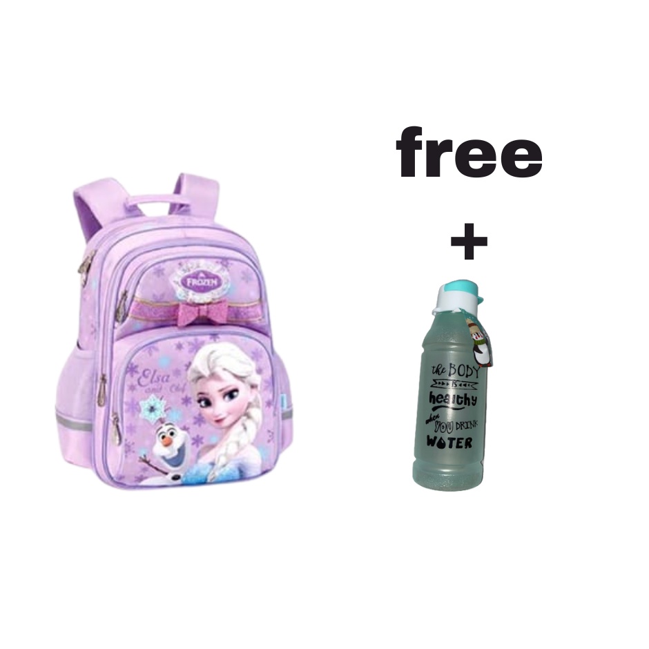 Tas Glossy SD TK Ransel Anak Sekolah Cewe Perempuan Kuda Unicorn Elsa Timbul LOL Prosen gratis Botol Minuman