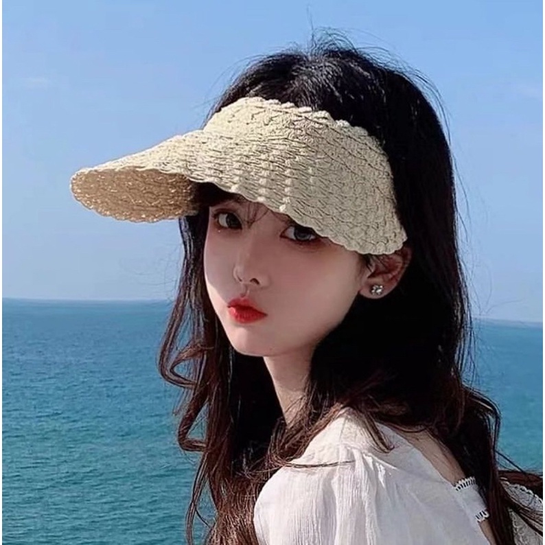 bando braid straw hat topi pantai semi topi golf half hatCODE TG-1099
