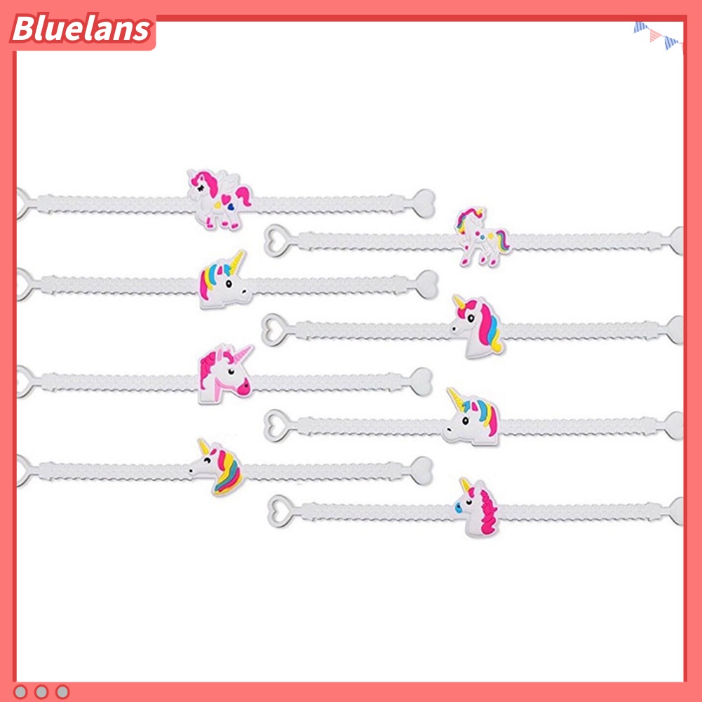 5 Pcs Gelang Motif Kartun Unicorn Bahan PVC Dapat Disesuaikan Untuk Hadiah Anak