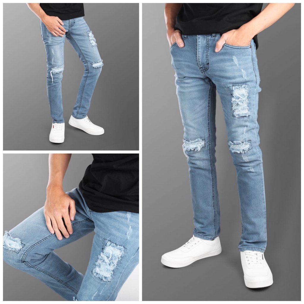 TWOON-CELANA JEANS  PRIA PANJANG SOBEK  KEKINIAN TERBARU