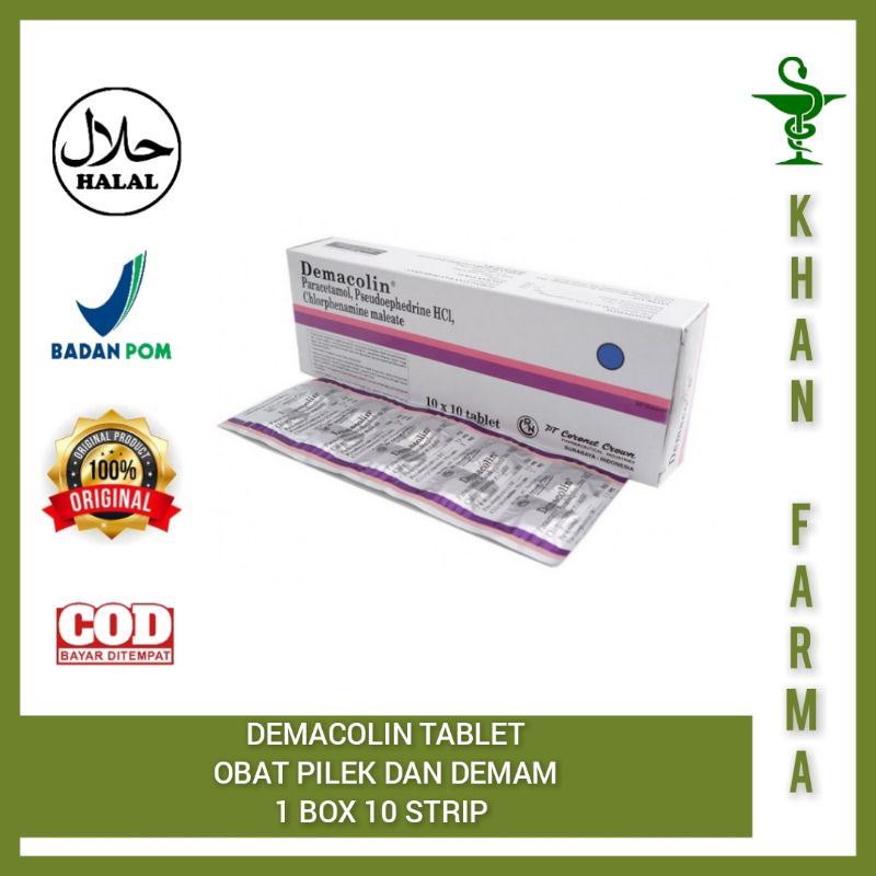 DEMACOLIN TABLET 1 BOX ISI 10 STRIP UNTUK DEMAM DAN PILEK UNTUK ANAK DAN DEWASA