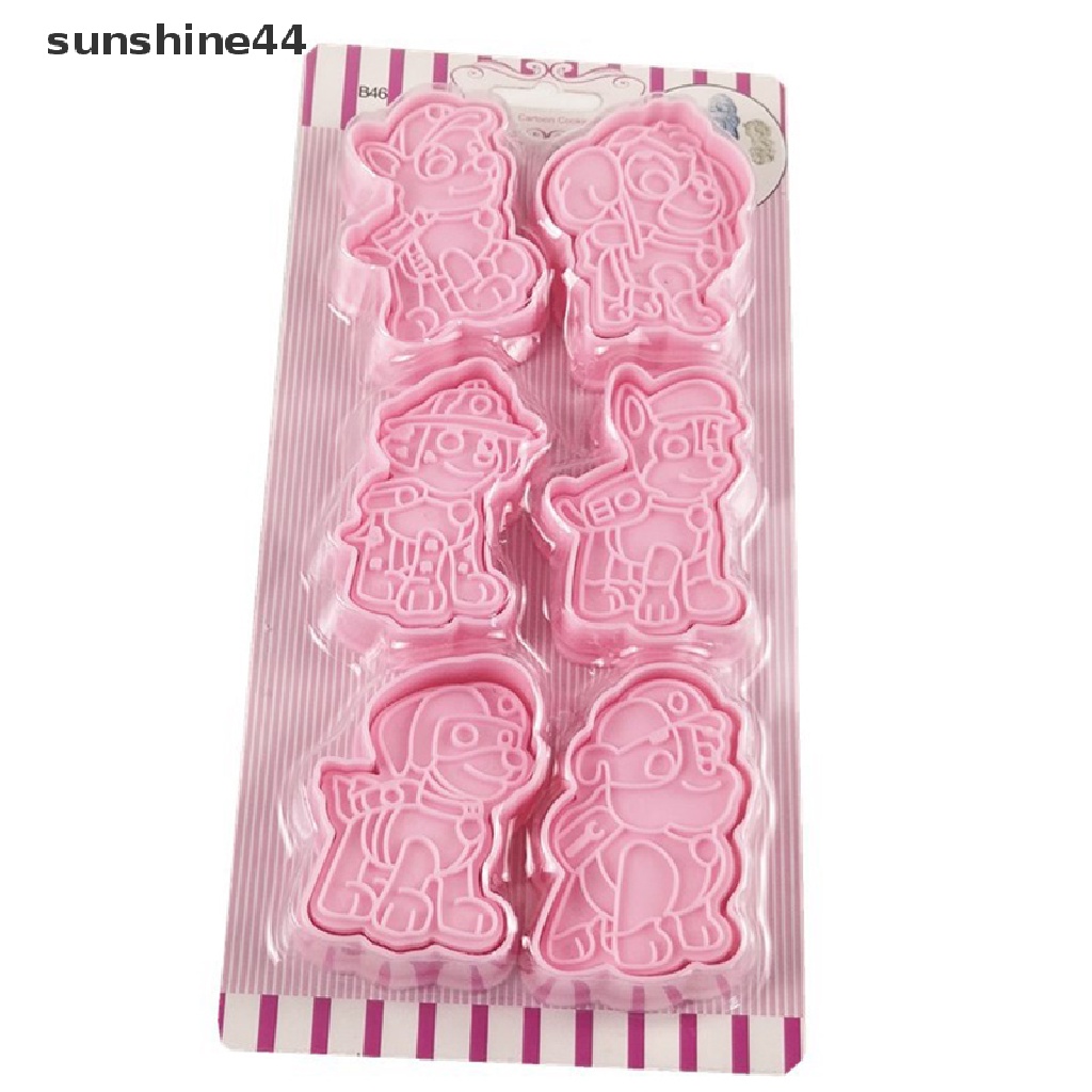 Sunshine 6pcs / Set Cetakan Kue / Biskuit Bentuk Kartun Anjing 3D DIY