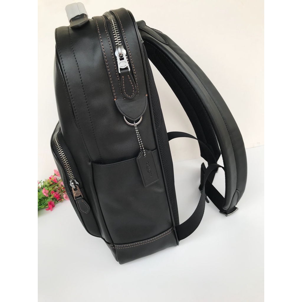 [Instant/Same Day] coach 37599  new men's double zipper backpack computer bag schoolbag   beibao