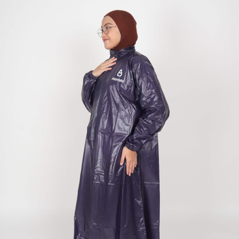 Jas Hujan Ponco Syar'i Perempuan / Mantel Gamis Wanita Bahan PVC Cerah Menkilau