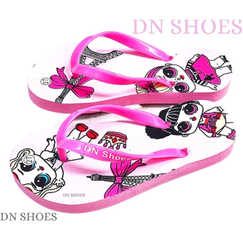 Sandal Anak Perempuan Sendal Jepit Anak Lucu Sandal Flat Anak Karakter Lol Pink Paris