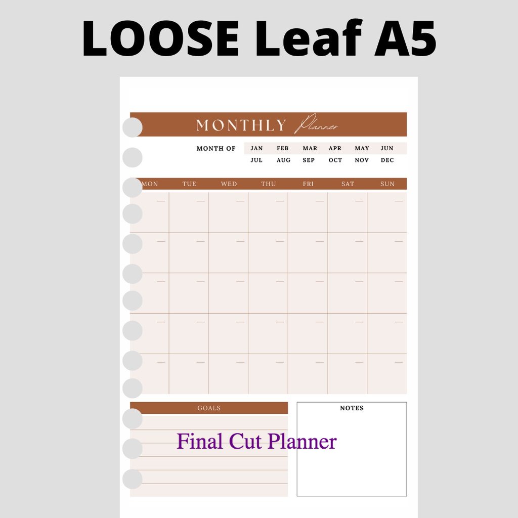 

Loose Leaf A5 - Monthly Planner Tema Orange By Monoologprojects .