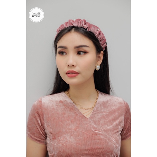 KYLEE HEADBAND | BANDO SCRUNCHIE MUTIARA BLUDRU VELVET PREMIUM