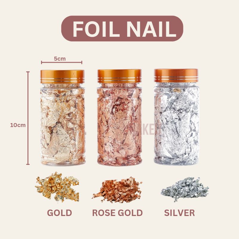 Foil nail art hiasan kuku aluminium foil kuku nail decoration penuh banyak