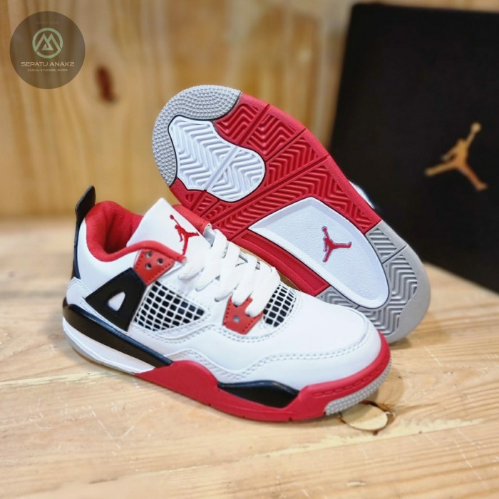 {RaditStore} Sepatu anak import Air Jordan 4 Retro  Fire Red  Premium Super - 30 Diskon