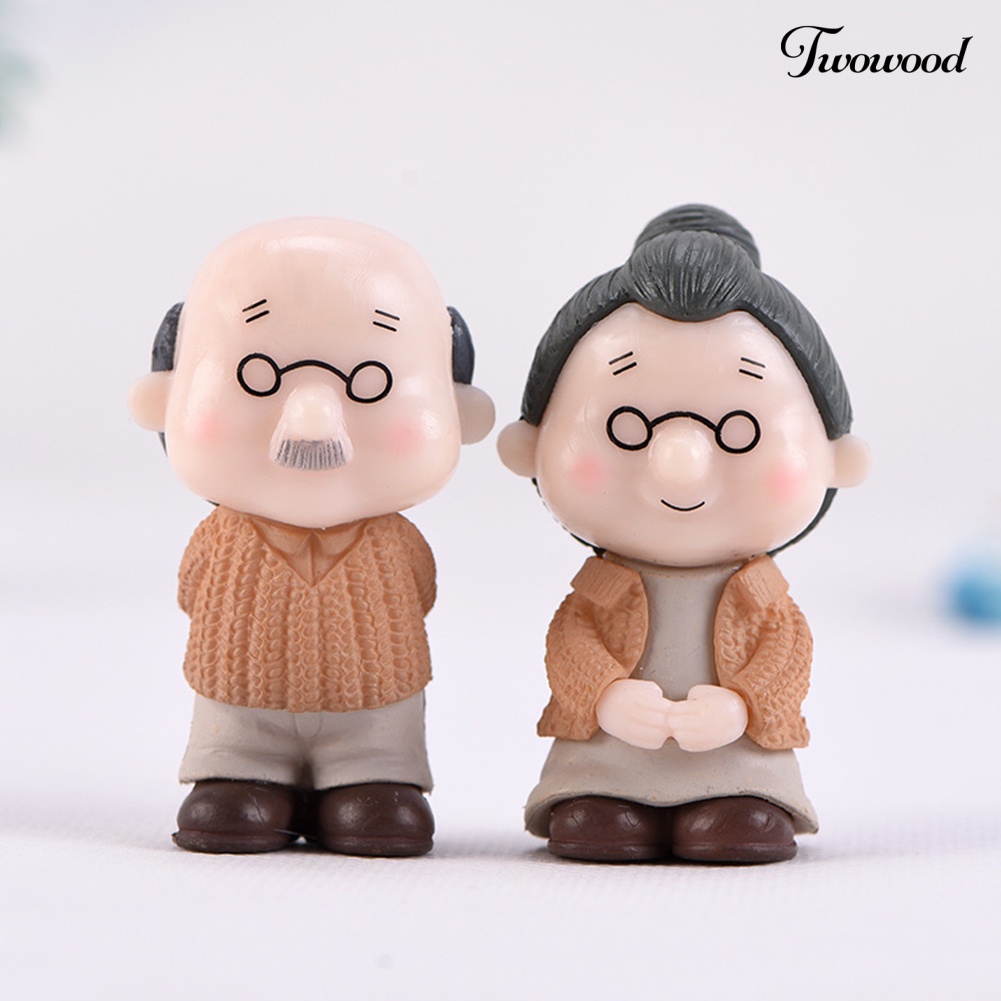 2 Pcs Miniatur Pasangan Kakek Nenek Untuk Dekorasi Taman Bonsai