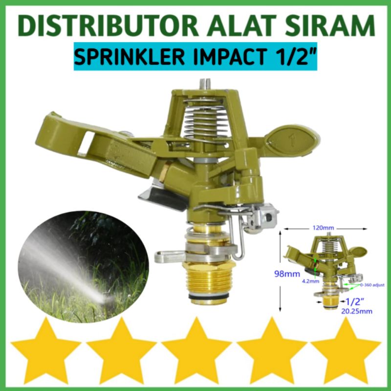 SPRINKLER IMPACT / IMPULSE 1/2 INCH IRIGASI RUMPUT TANAMAN TAMAN KEBUN LADANG PENDINGIN ATAP ALAT SI