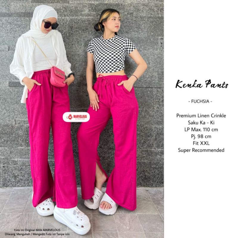 KENKA PANTS BY MARVELOUS / CELANA KULOT WANITA / Celana panjang muslimah linen crincle premium