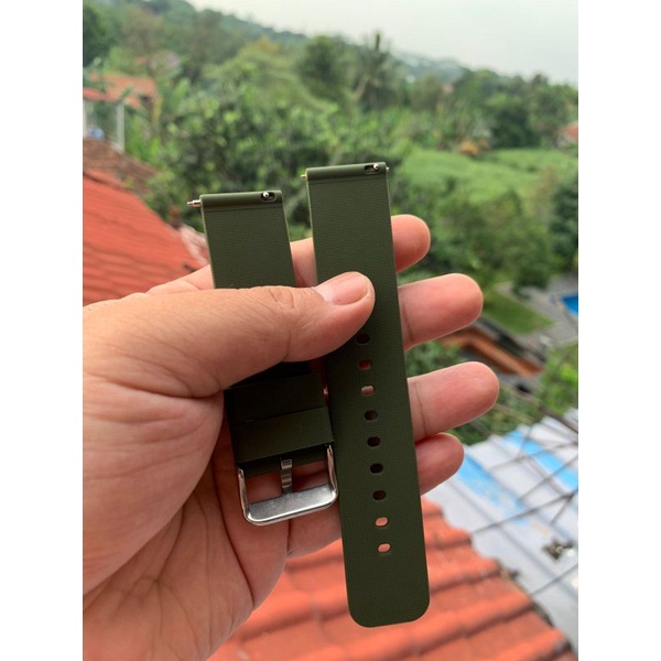 Strap tali jam tangan silikon hijau army 22mm smartwatch