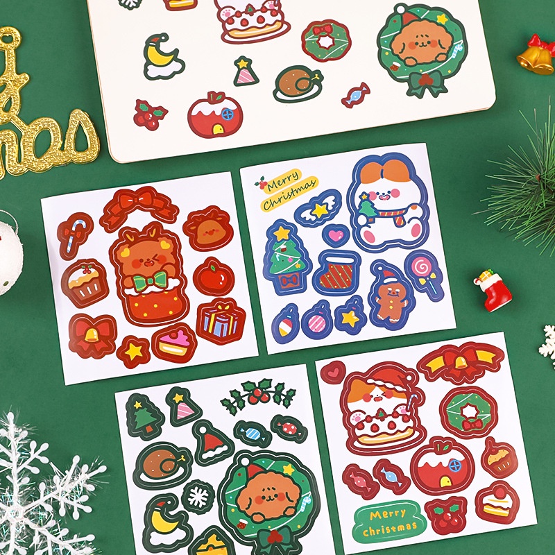 Stiker Motif Santa Claus / Snowman / Pohon Natal / Tahun Baru Untuk Dekorasi Notebook / Planner