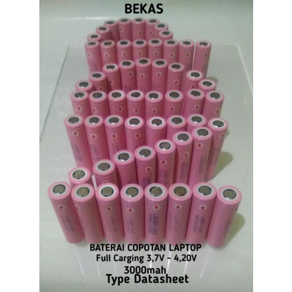 BATERAI 18650 BEKAS COPOTAN LAPTOP / BATERAI BEKAS MURAH BERKUALITAS ORIGINAL /LG/3000Mah