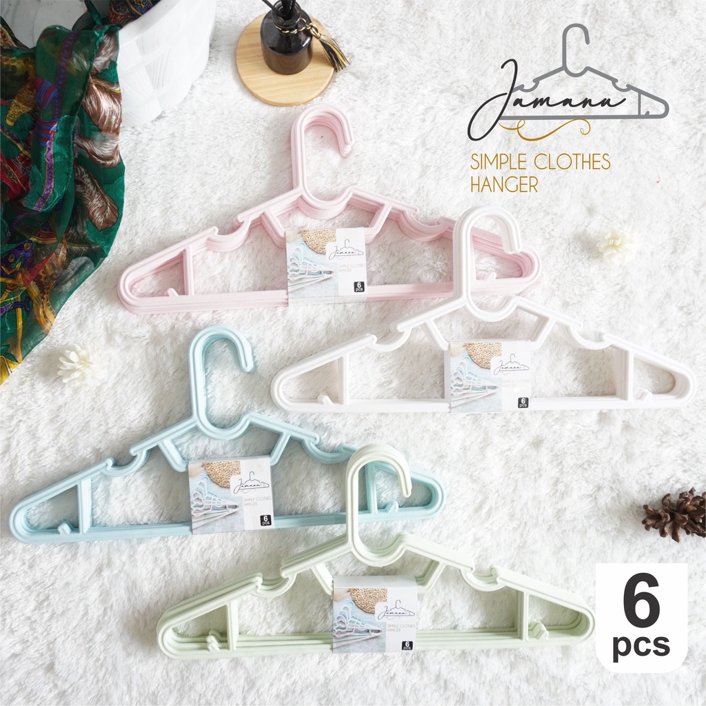 GANTUNGAN HANGER BAJU 6 PCS CLOTHES HANGER GANTUNGAN BAJU CELANA HANGER DEWASA