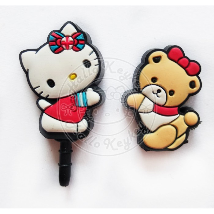 Cuci Gudang Dust Plug Pluggy / Penutup Lubang Earphone Hello Kitty Bear Isi 2 Pcs Terbatas