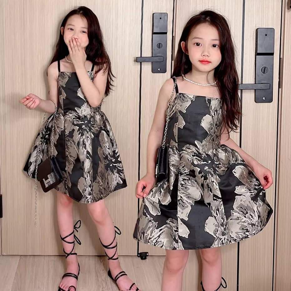 Dress Anak Perempuan Elegant Flower Black Gold