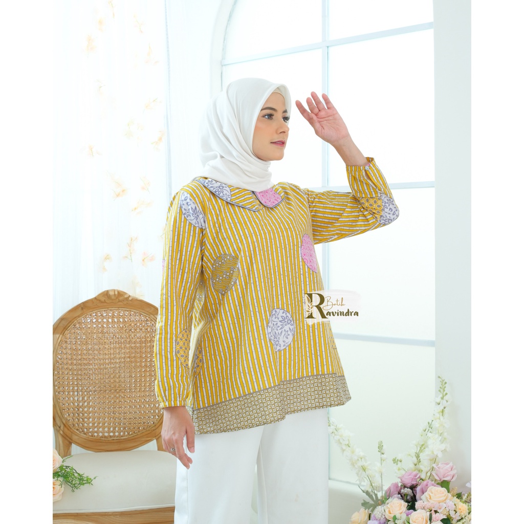 Blouse Batik Salur Kuning