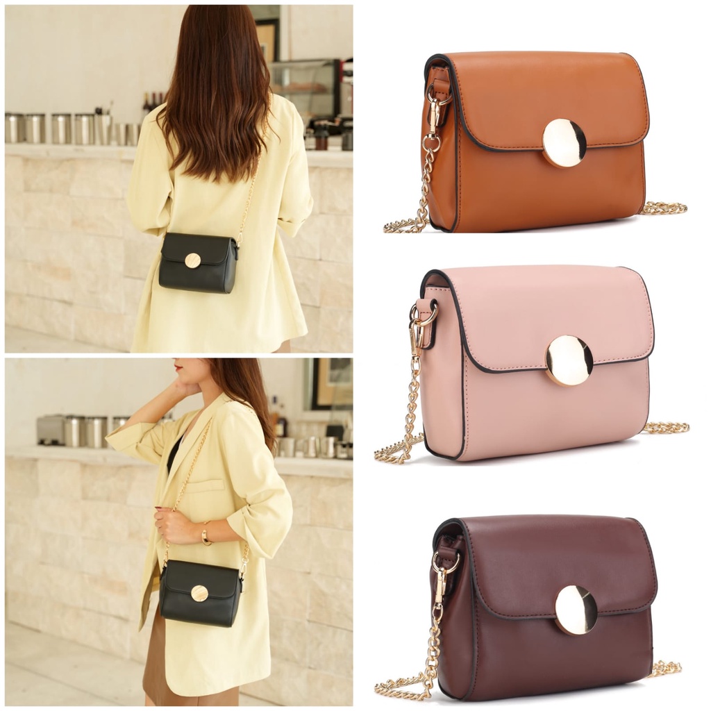 [Buy 1 Get 1] Tas selempang wanita sling bag simple style fashion mini tali rantai flap magnet #203