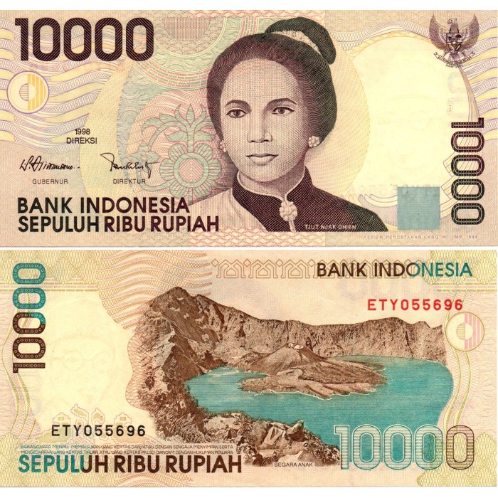 Uang Kertas 10000 Rupiah Cut Nyak Dien Emisi 1998 IMP 1999 UNC