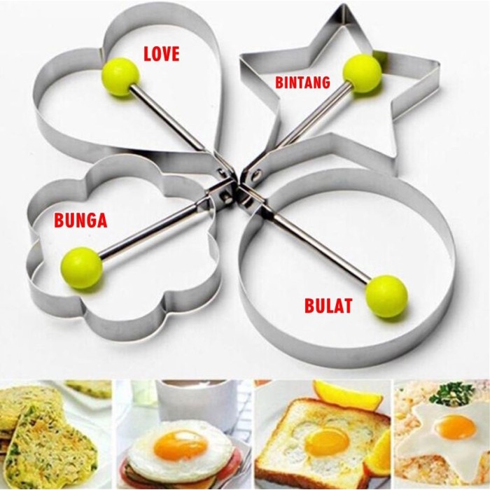 Cetakan Telur Ceplok Bulat Telor Goreng Stainless Egg Mold Pancake Beal Anak Bento