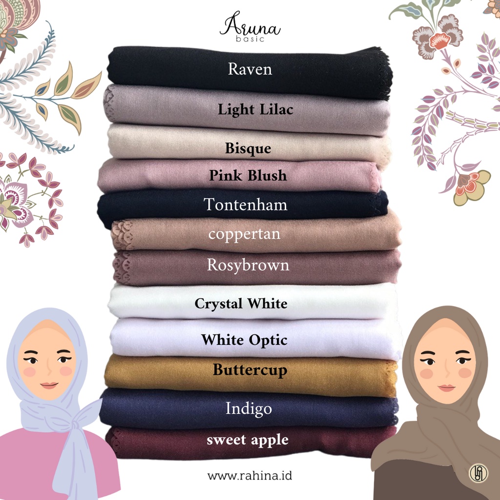 Rahina Indonesia Aruna Basic New Rahina Hijab Polos Anti Kusut Polosan Lasercut Daily Best Seller