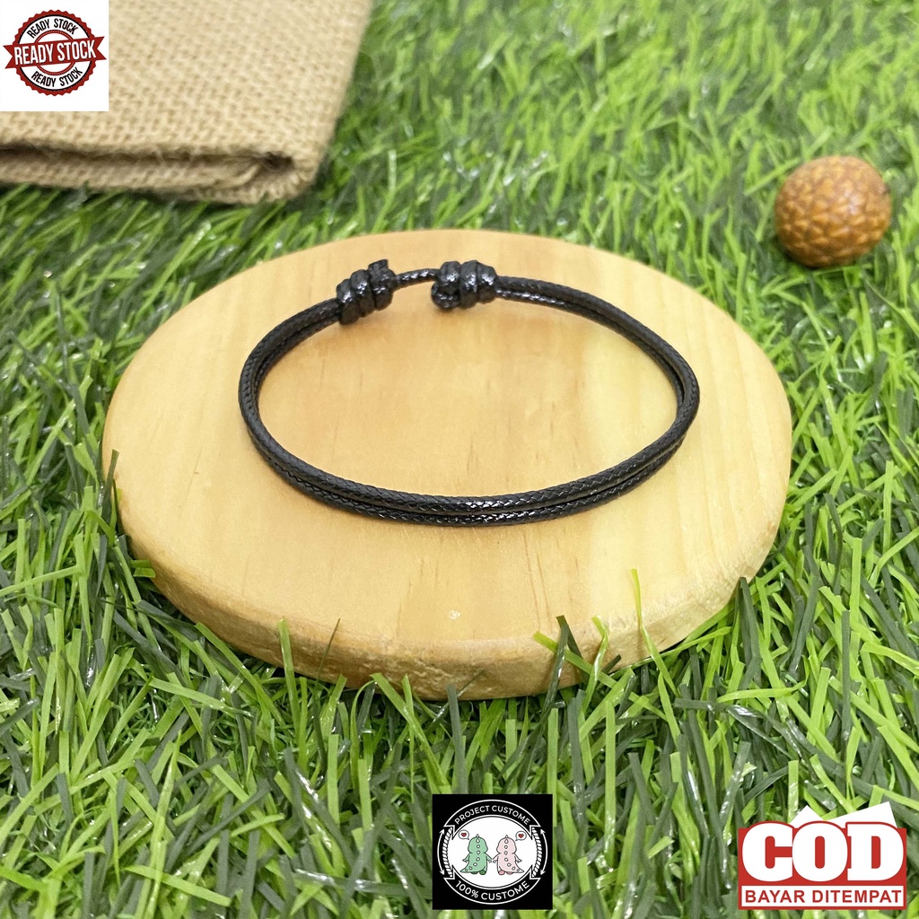 Gelang Tangan Tali Hitam Simple Polos Pria Cowok Dan Wanita Keren